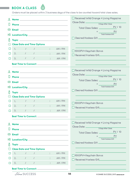 library doterra class sign in sheet